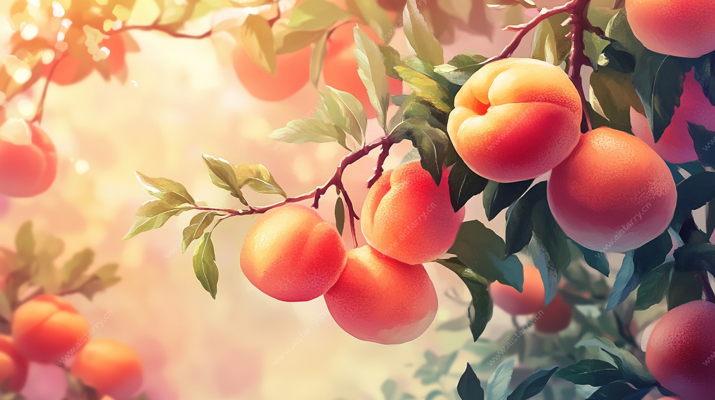 硕果累累的桃枝