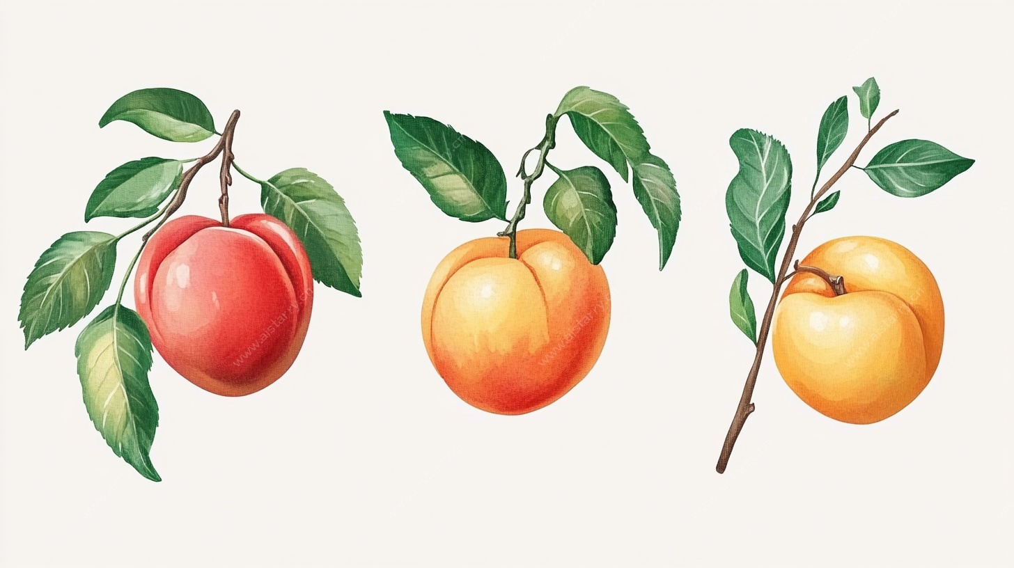 手绘枝头三鲜果