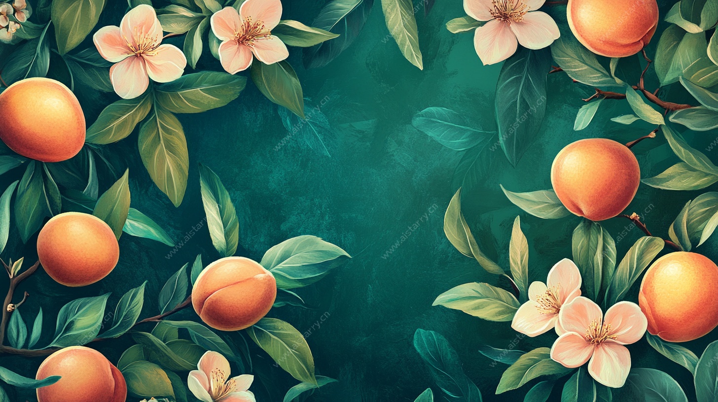 橘花环绕的清新水果插画