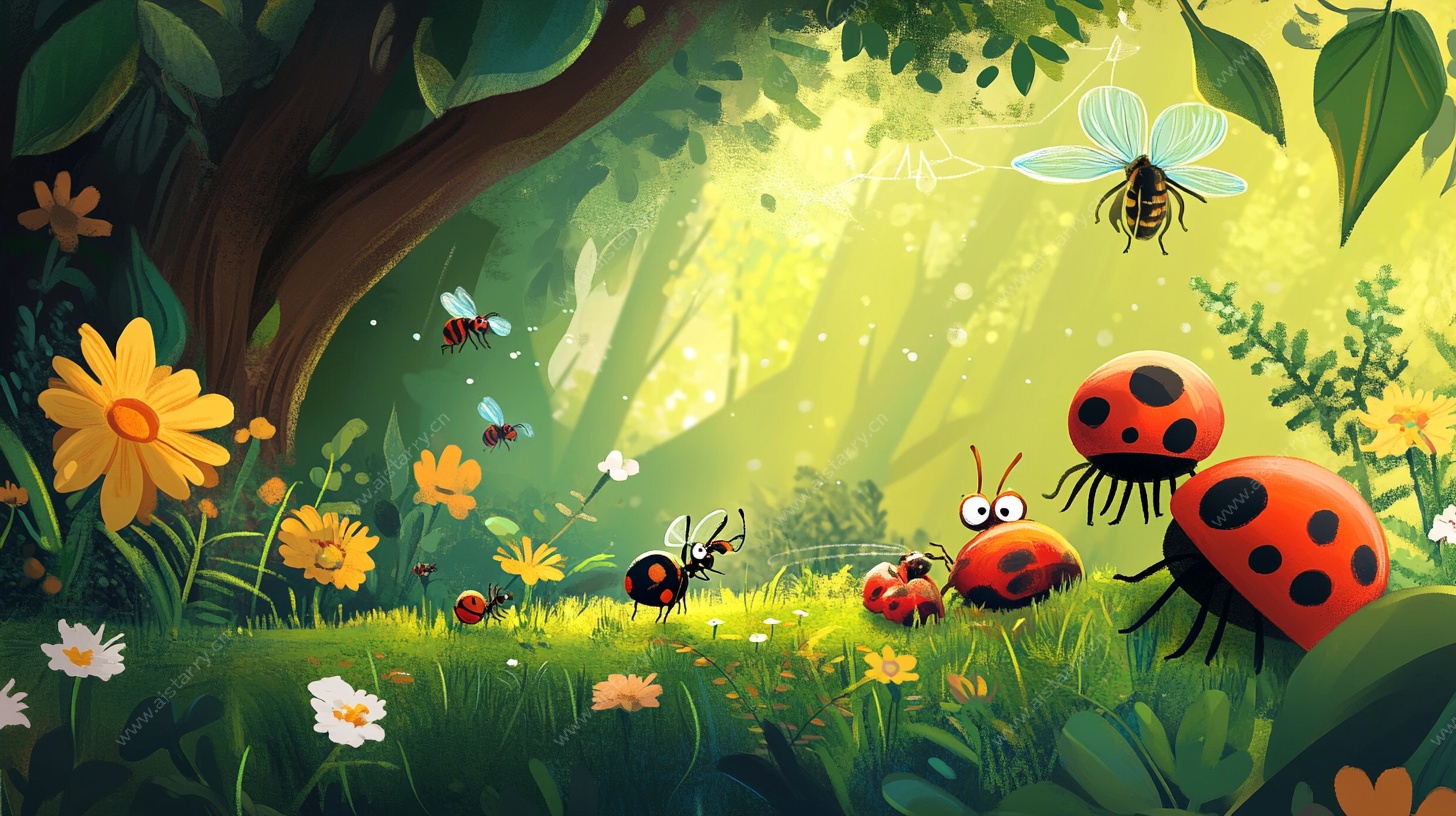森林中的昆虫欢乐派对