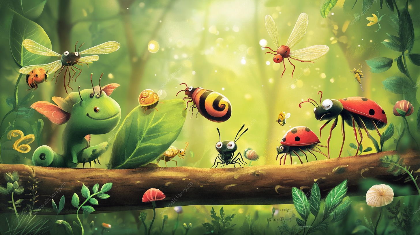 森林中的昆虫奇幻聚会
