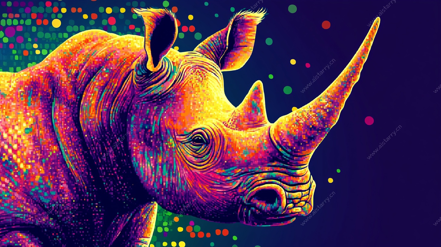 彩色犀牛艺术插画