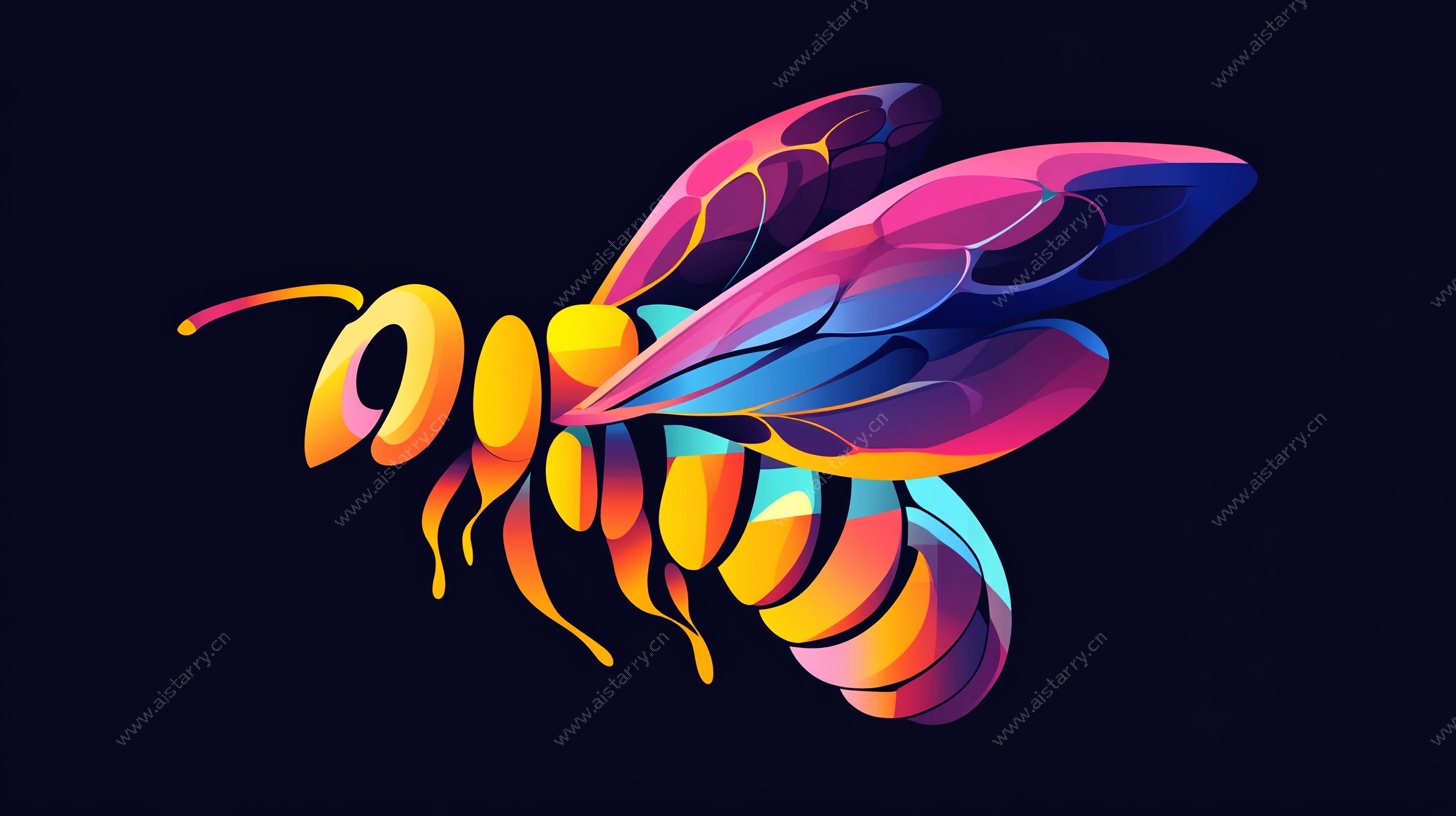 炫彩几何风蜜蜂插画