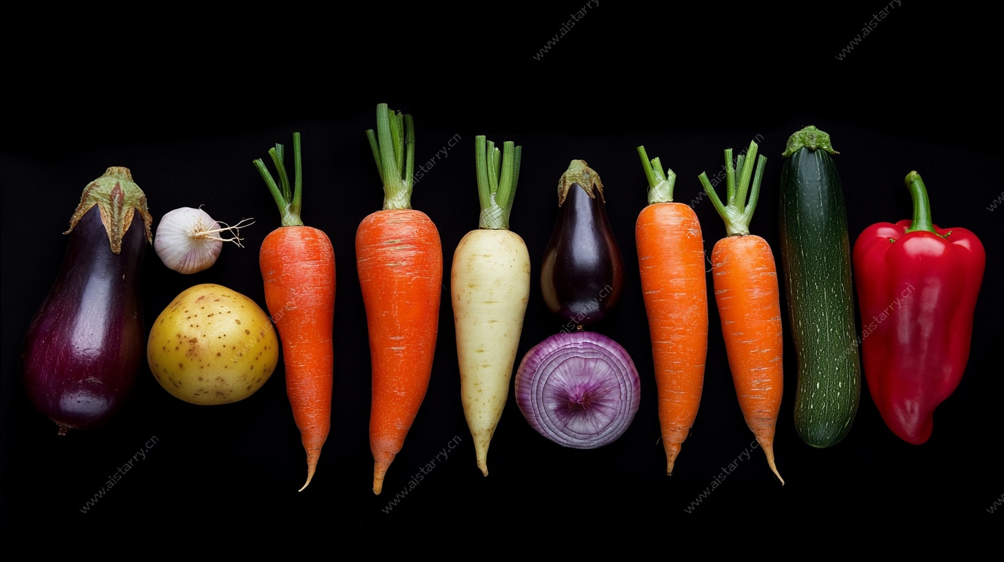 多彩蔬菜整齐排列图