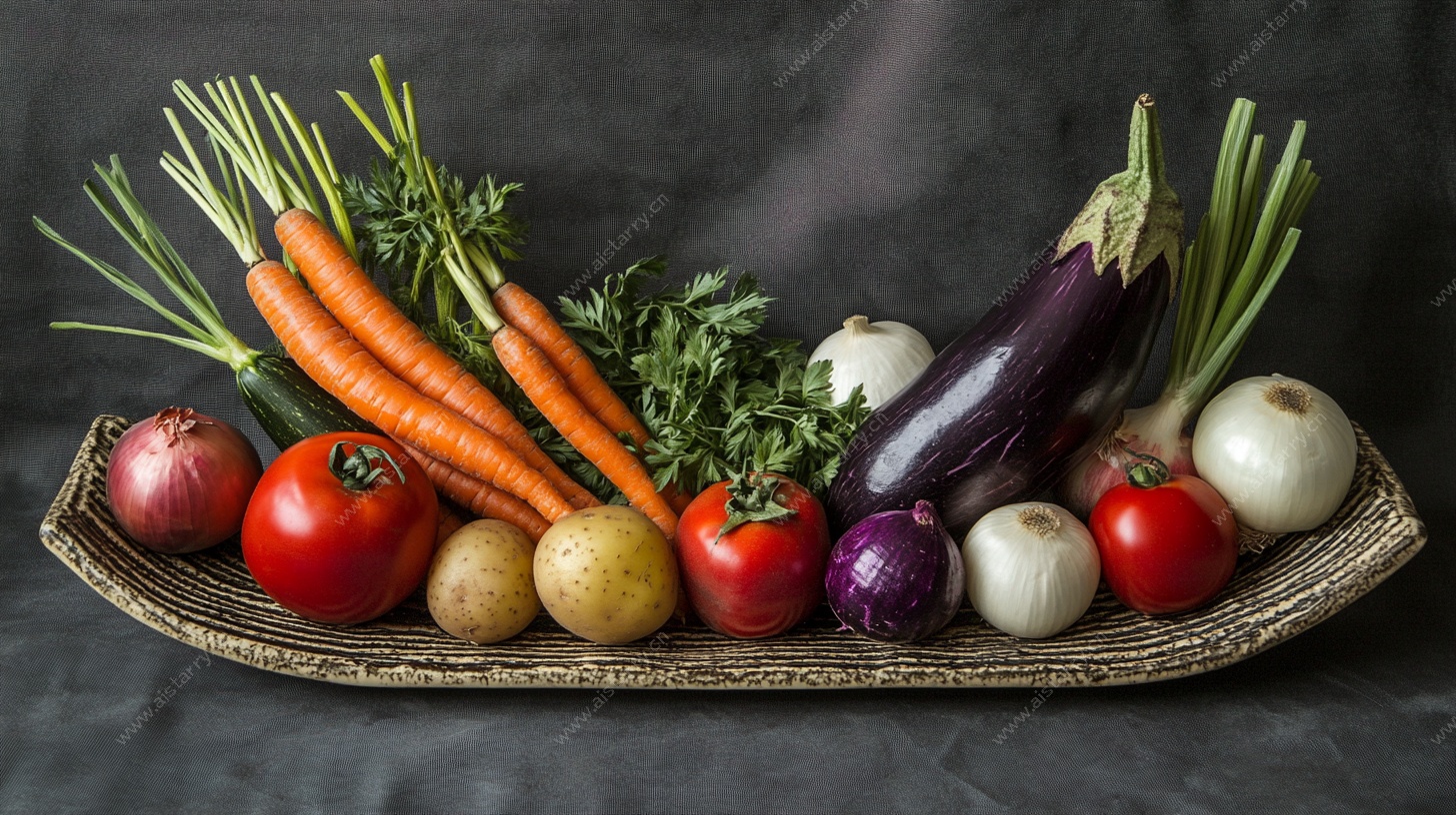 新鲜多彩蔬菜摆盘