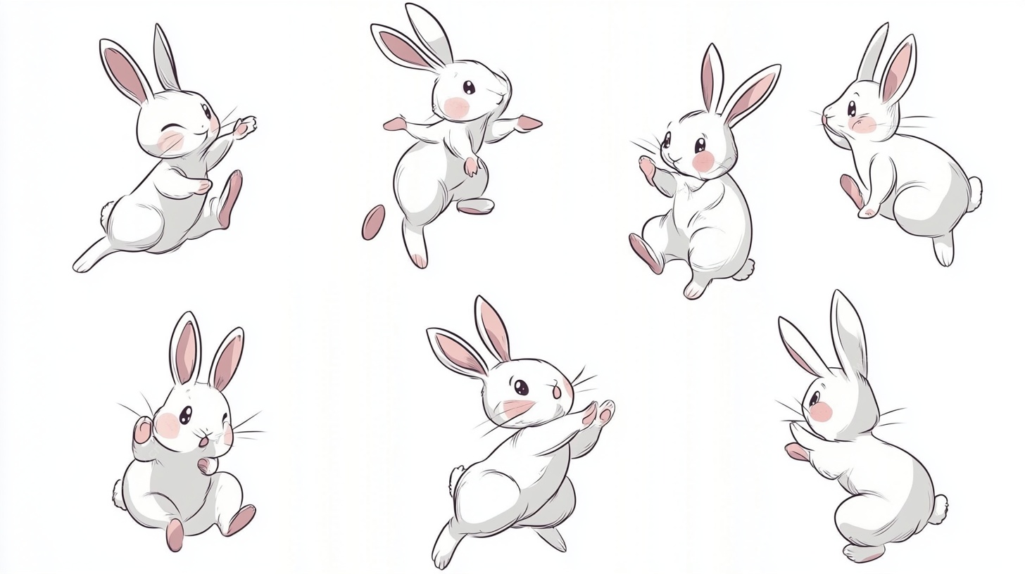 可爱兔子多样动态插画
