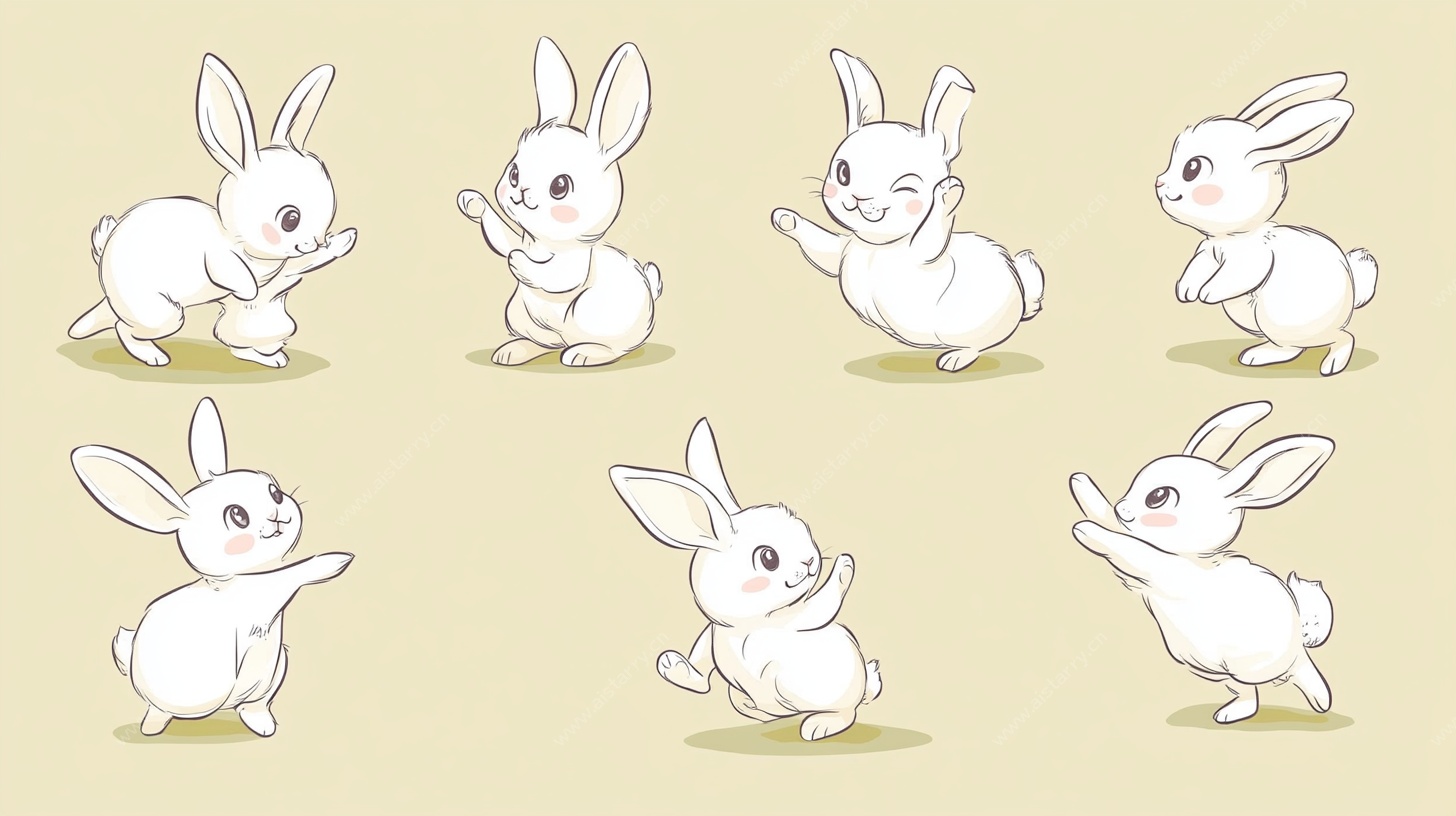 可爱白兔动态插画集合