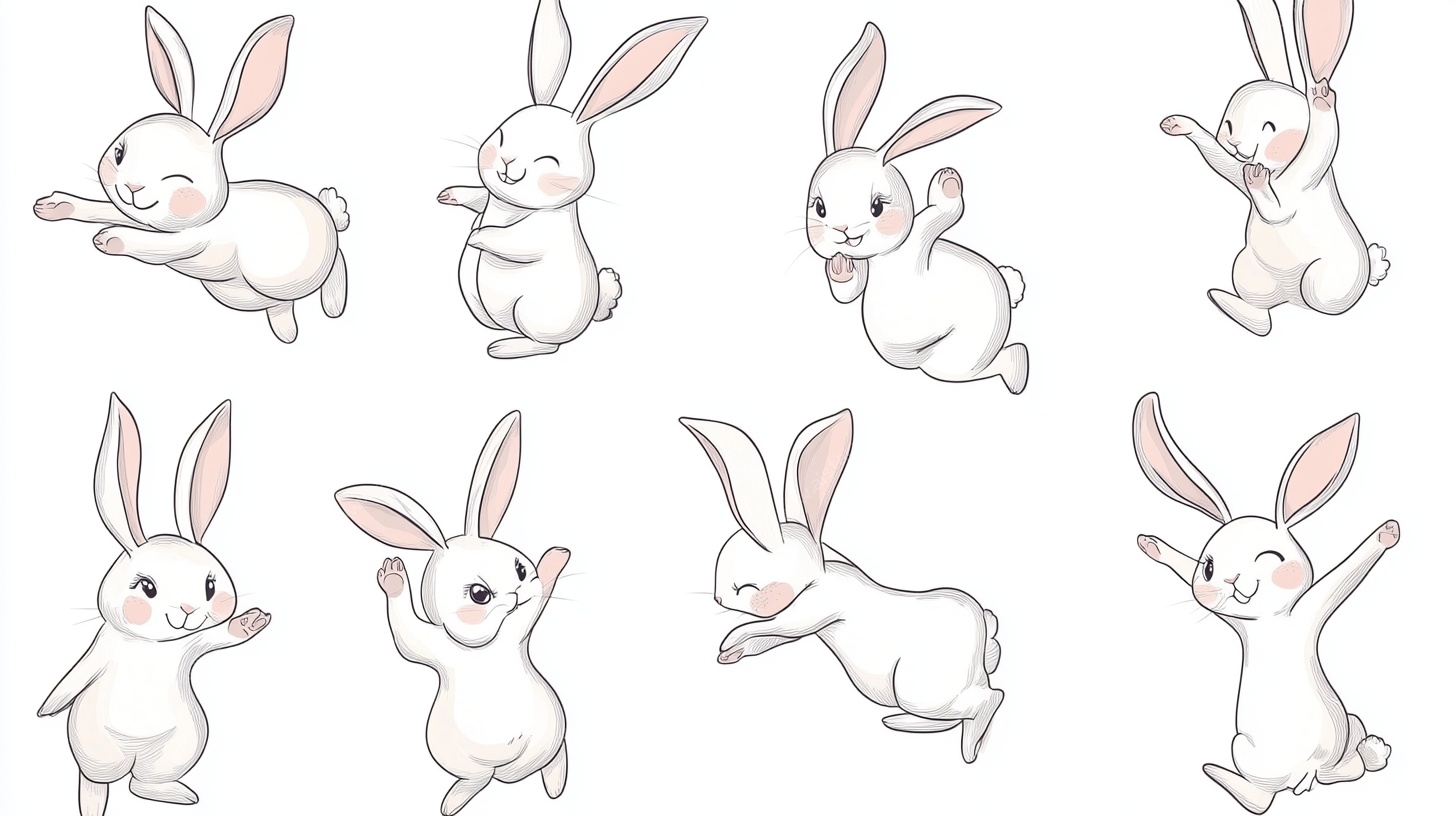 可爱兔子动态插画集合