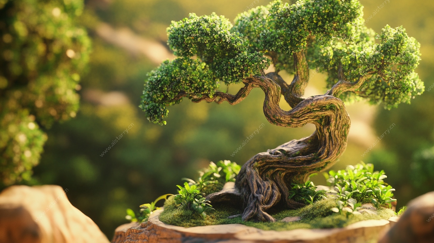 精致扭曲造型盆景艺术