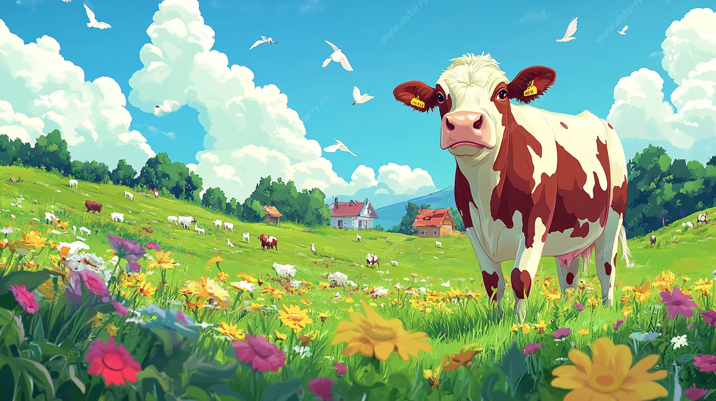 田园牧歌中的奶牛