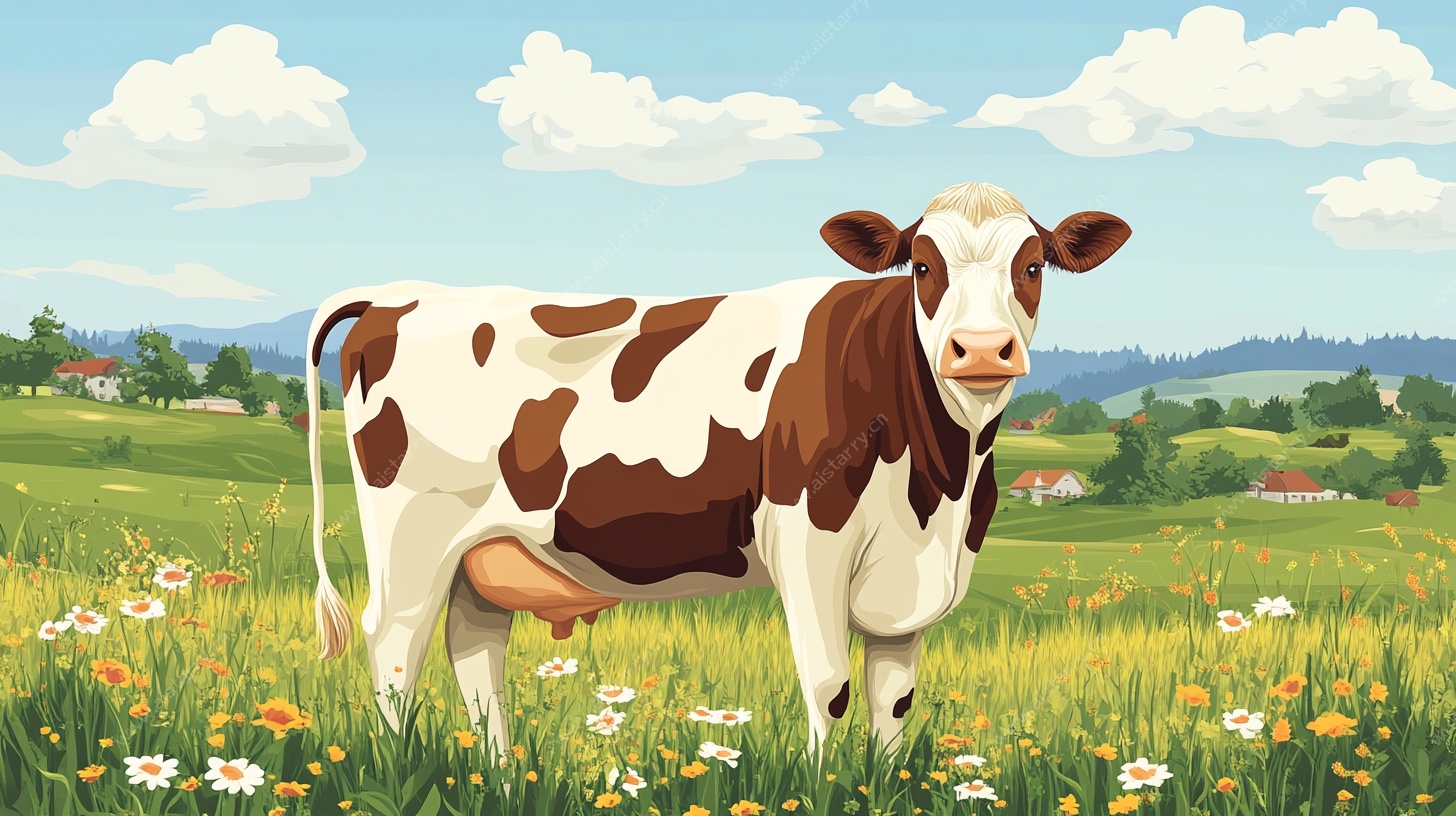 田园奶牛插画