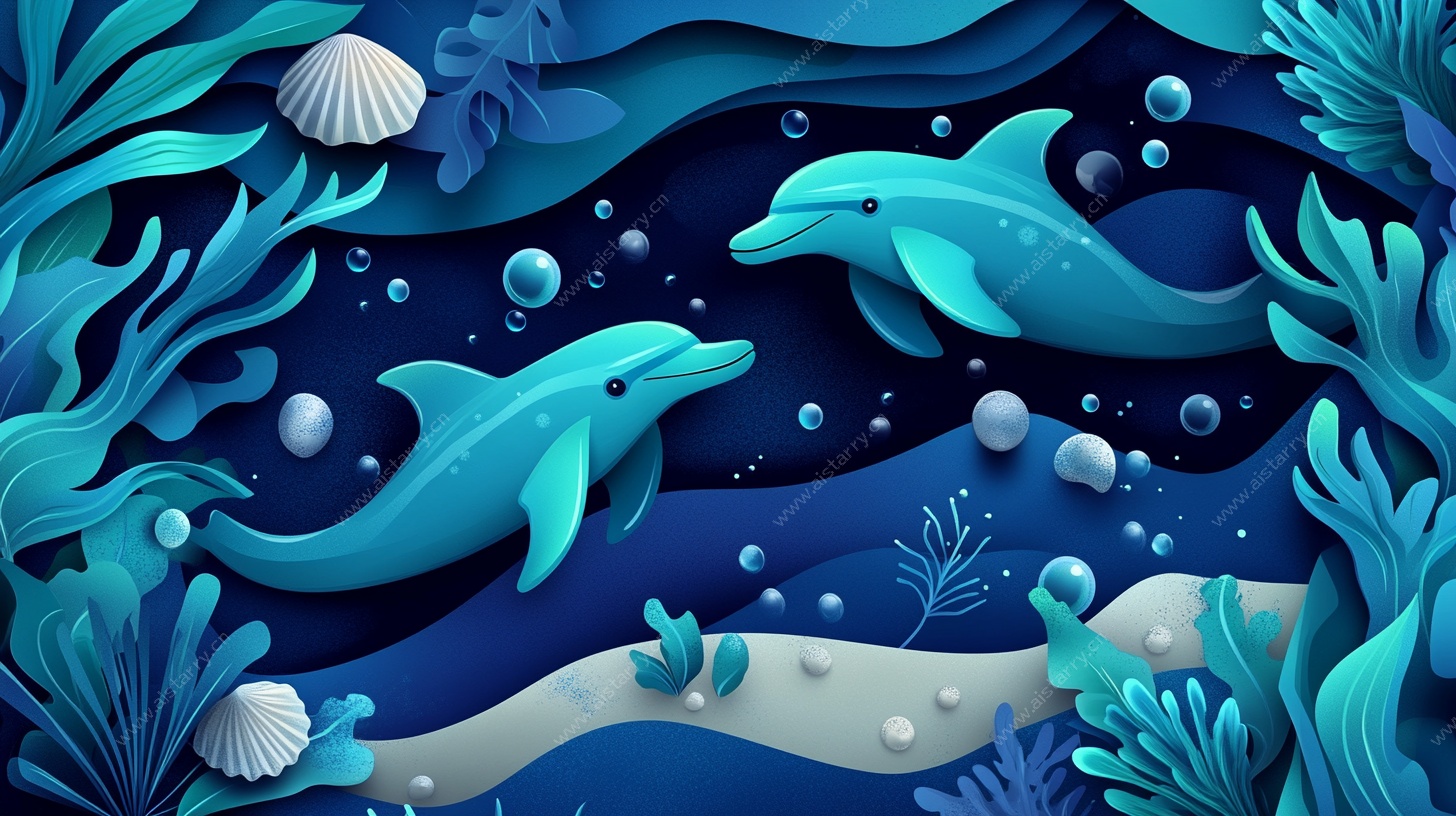 海洋中的海豚奇幻世界