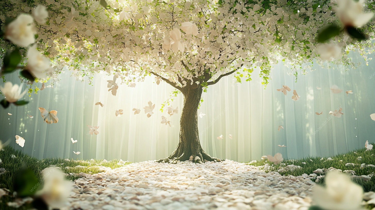 梦幻白花树 唯美森林景致