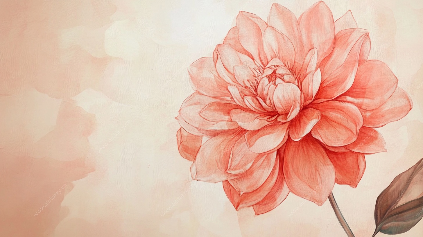 粉色大丽花唯美插画