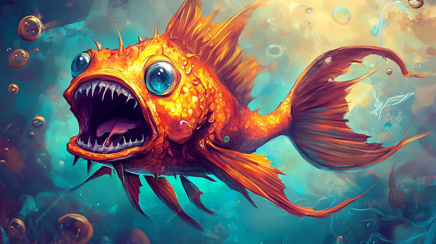 奇幻橙金怪鱼水中游