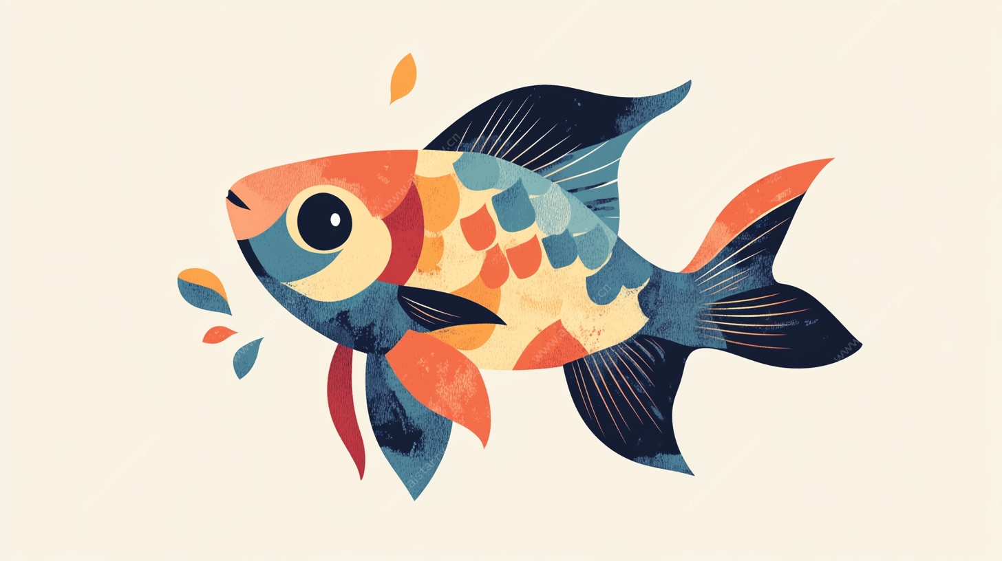 彩色卡通金鱼插画