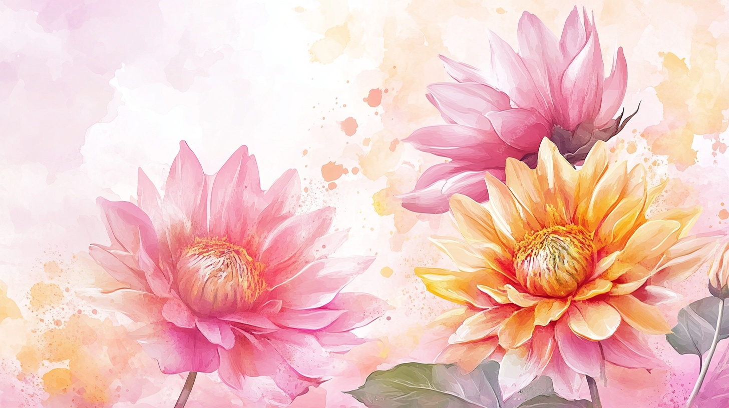 水彩花卉梦幻插画