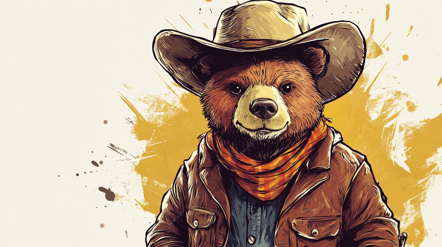 戴牛仔帽的时髦小熊