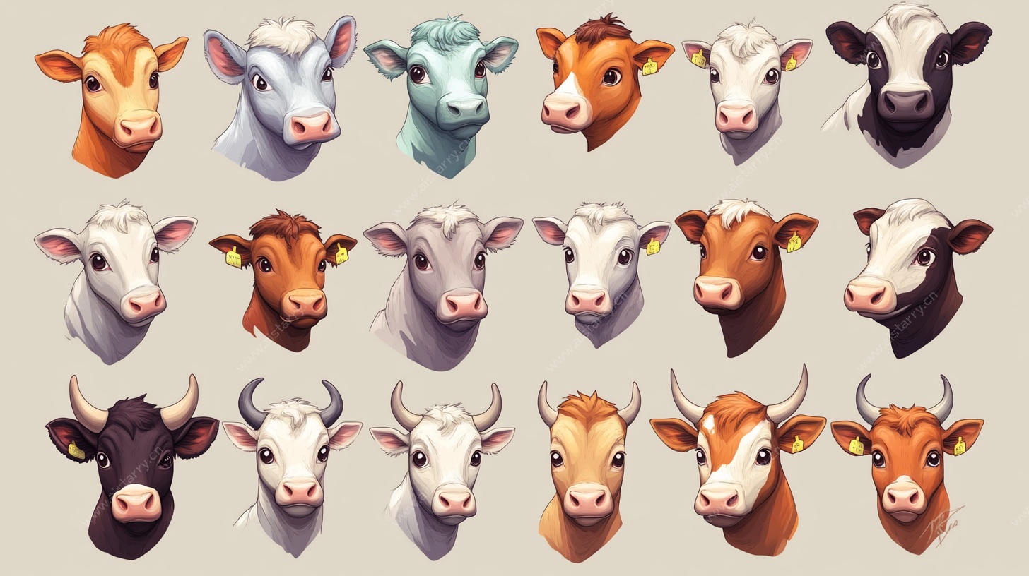 多样牛头插画集合