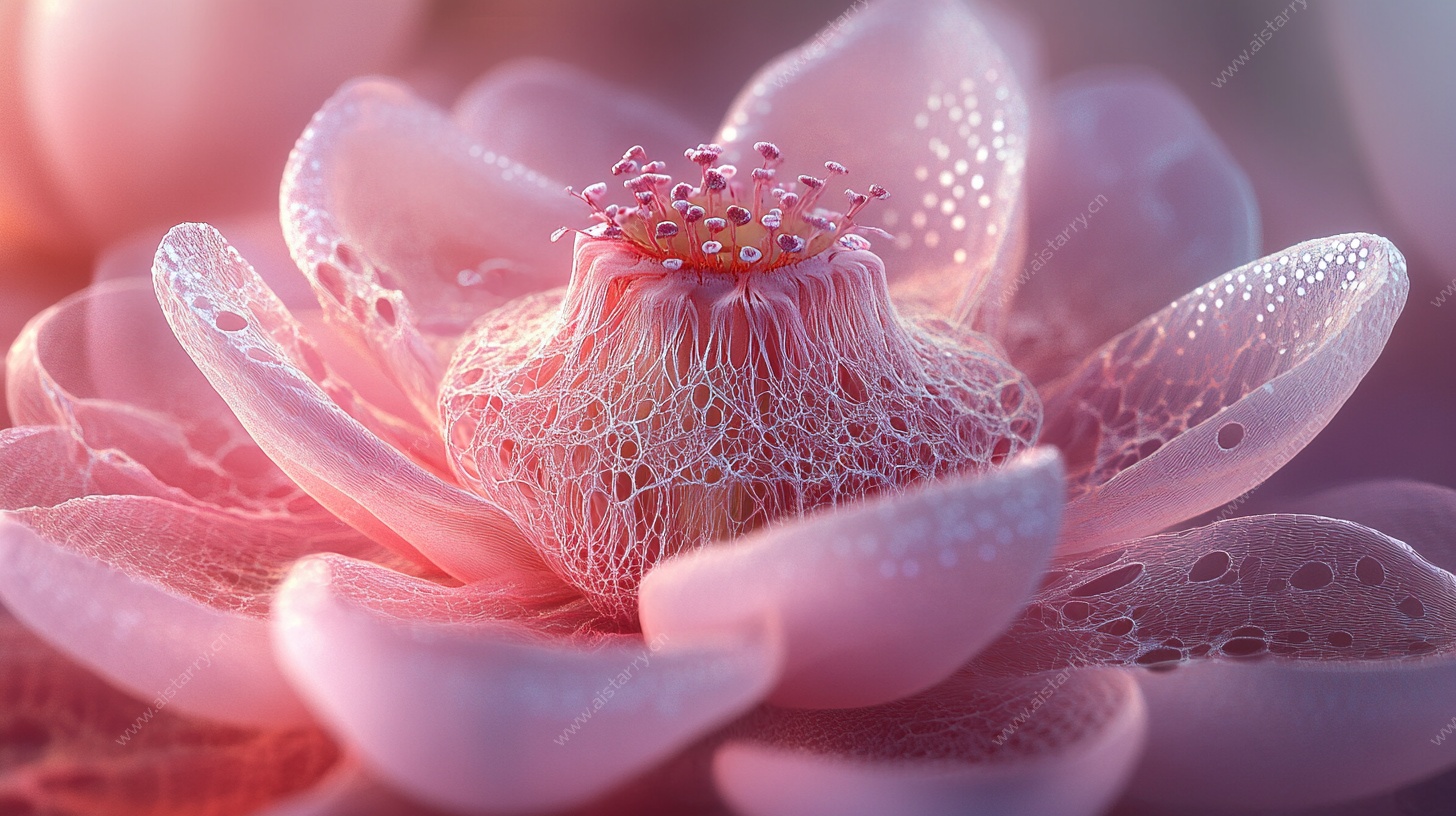 梦幻粉色花朵微距特写