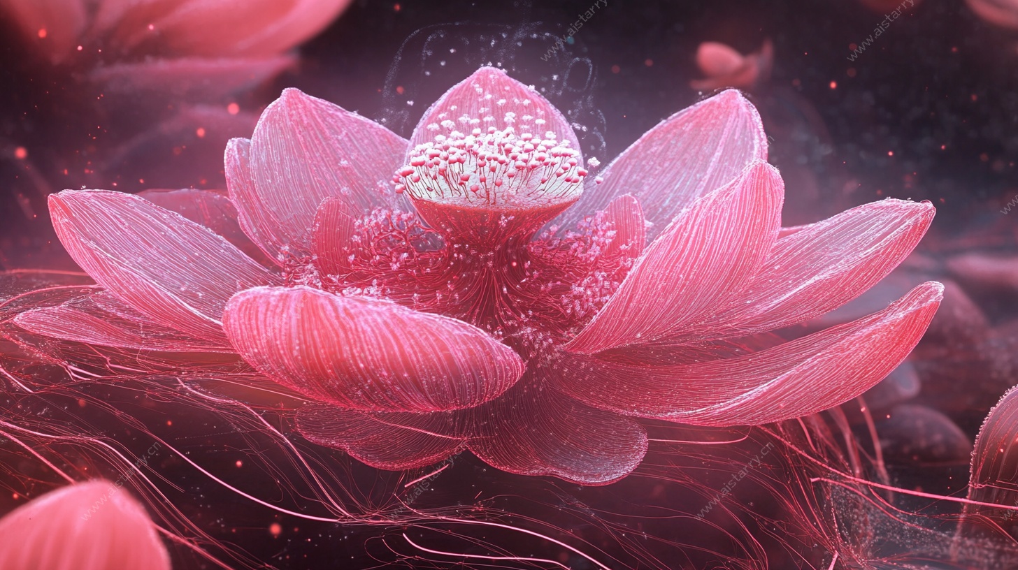 梦幻粉色莲花艺术渲染图