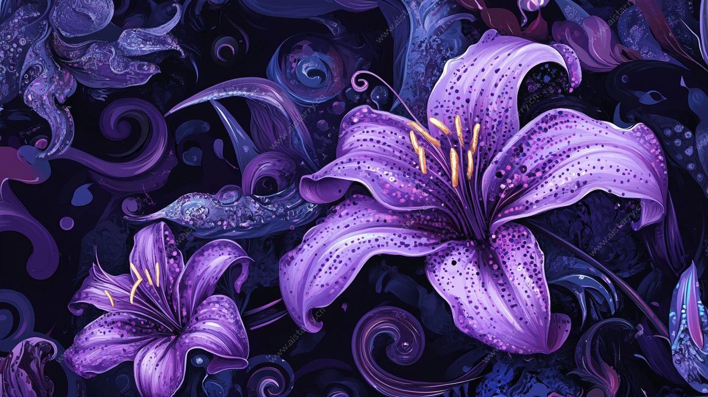 紫色梦幻百合花图案