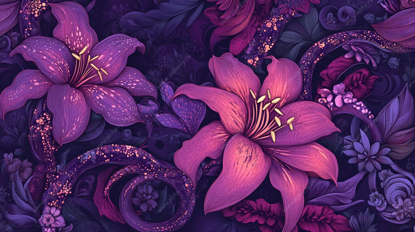 紫色梦幻花卉图案背景