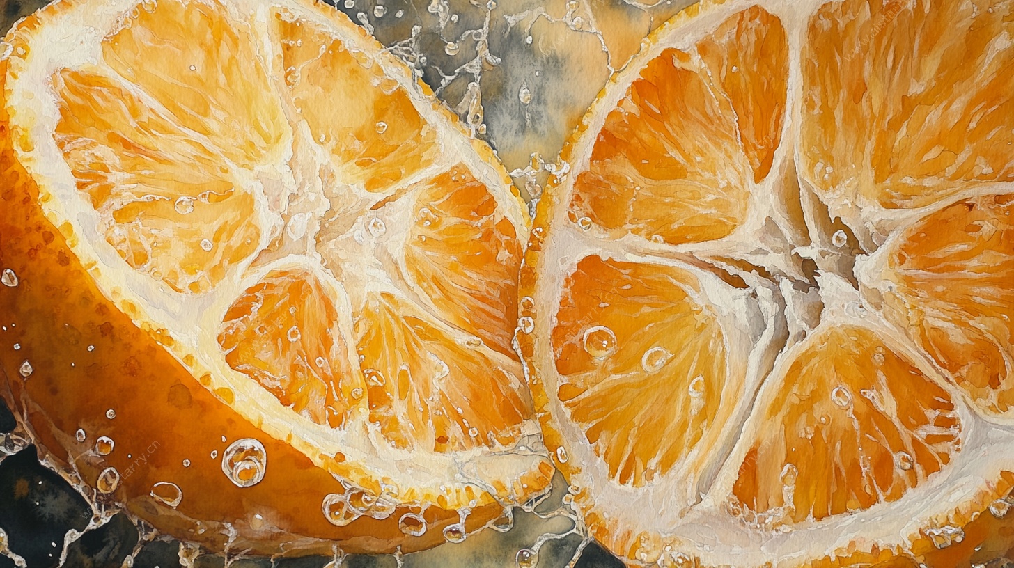 橙子切片的水花瞬间