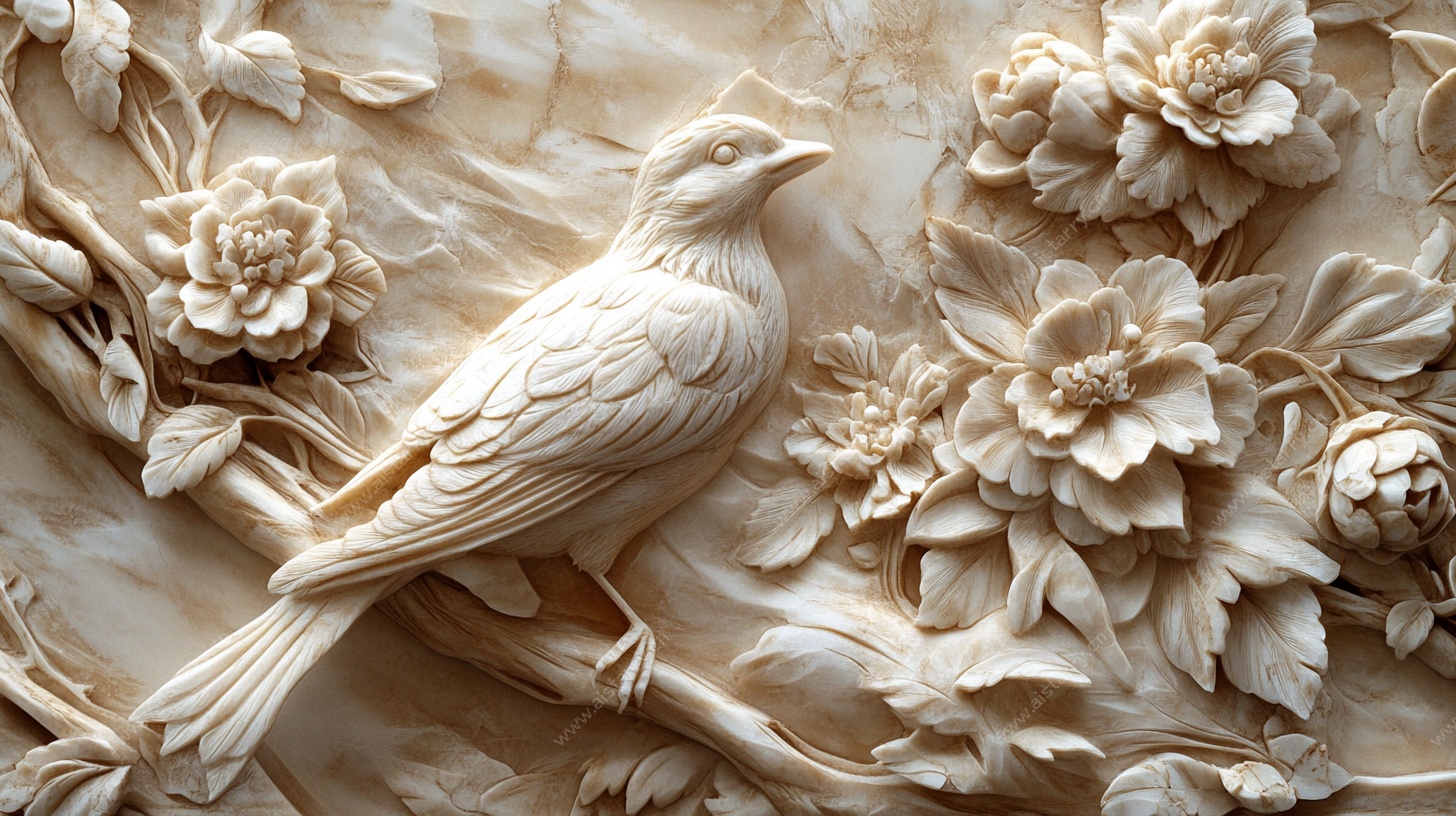 花鸟浮雕艺术作品