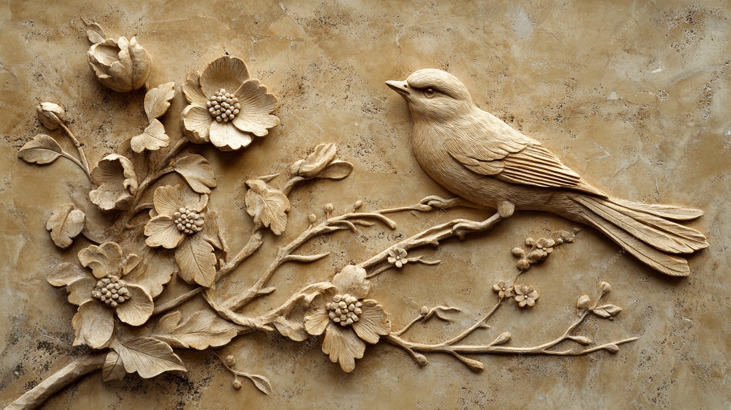 花鸟浮雕艺术作品