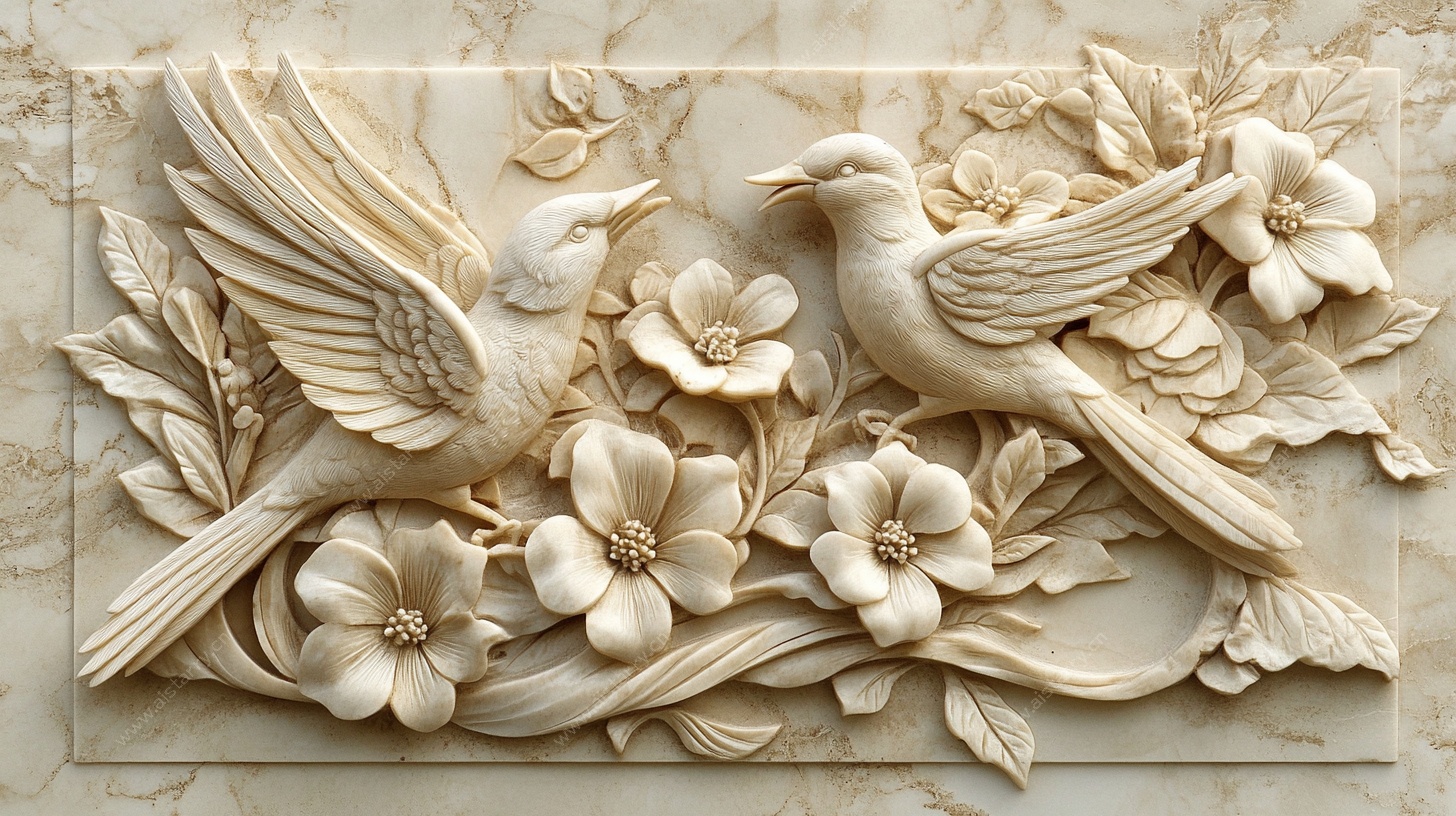 花鸟浮雕艺术作品