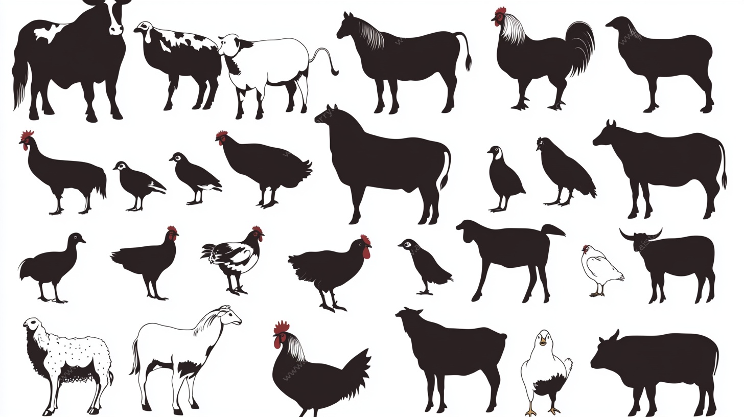 农场动物剪影集合