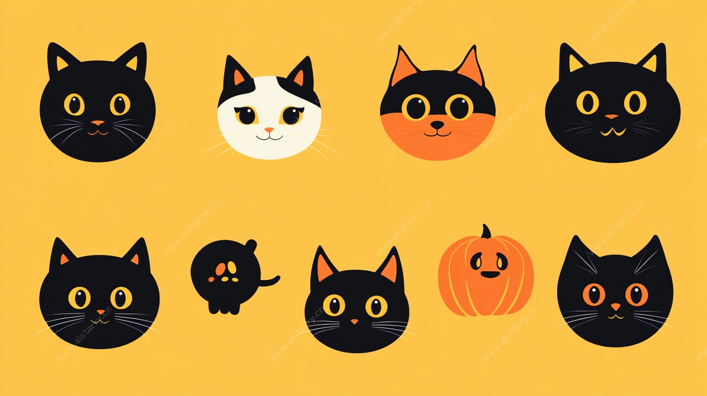 萌趣黑猫万圣节头像集合