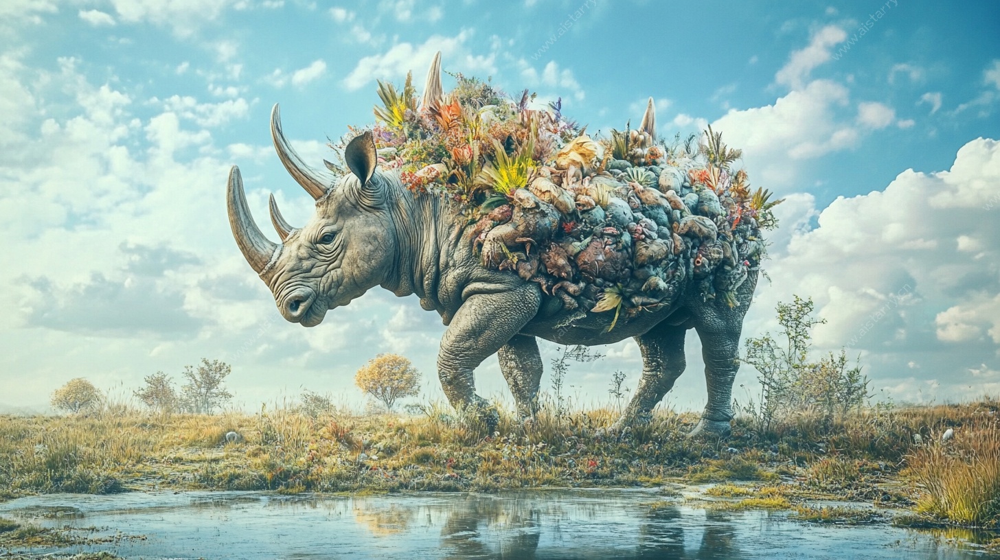 奇幻犀牛 自然共生之景
