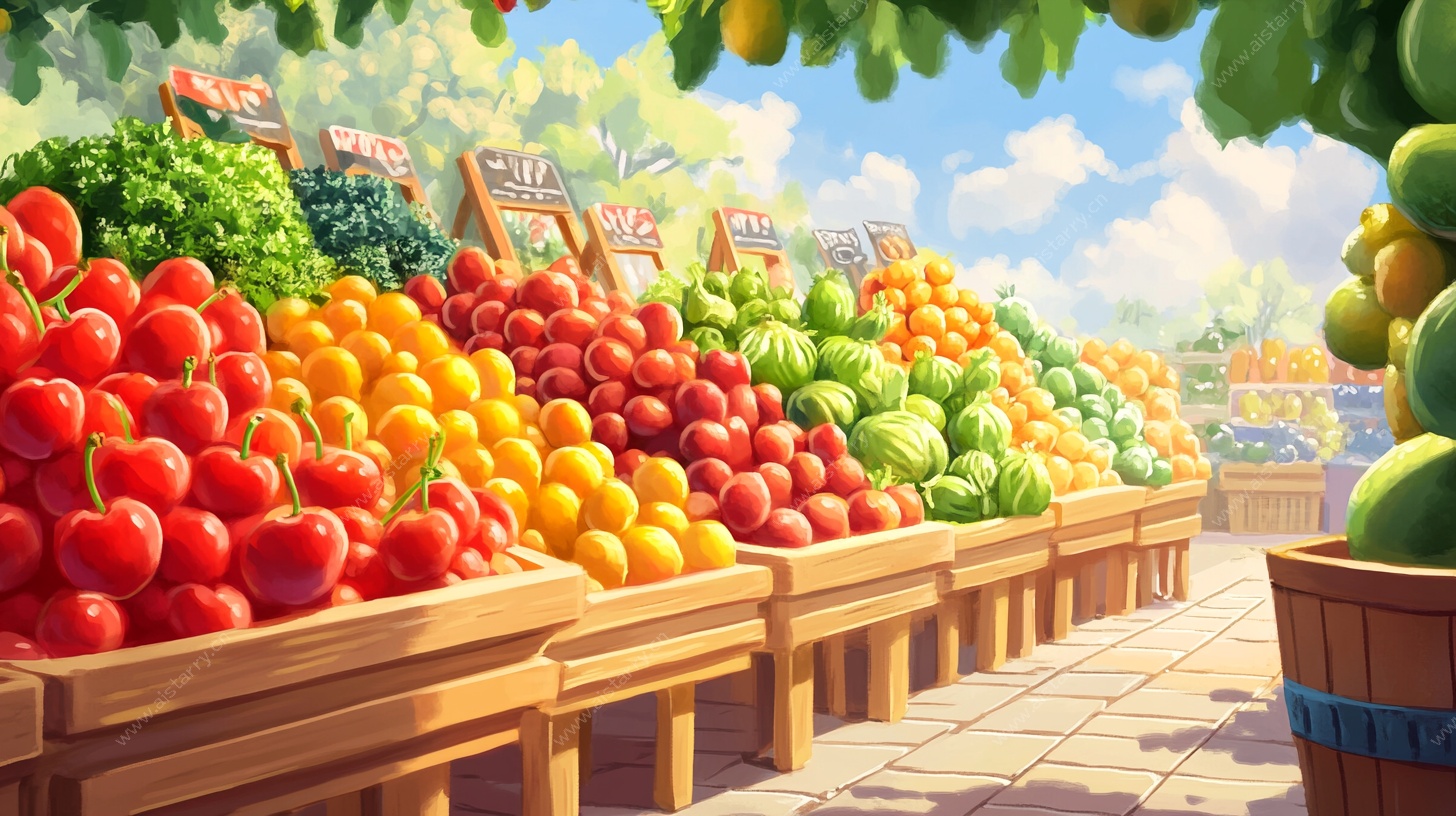 缤纷水果摊 清新插画风格