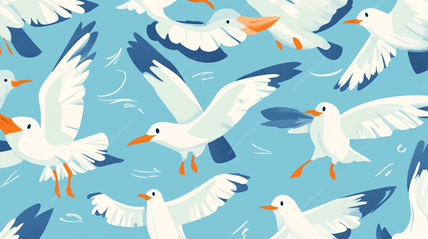 飞翔海鸥的清新图案