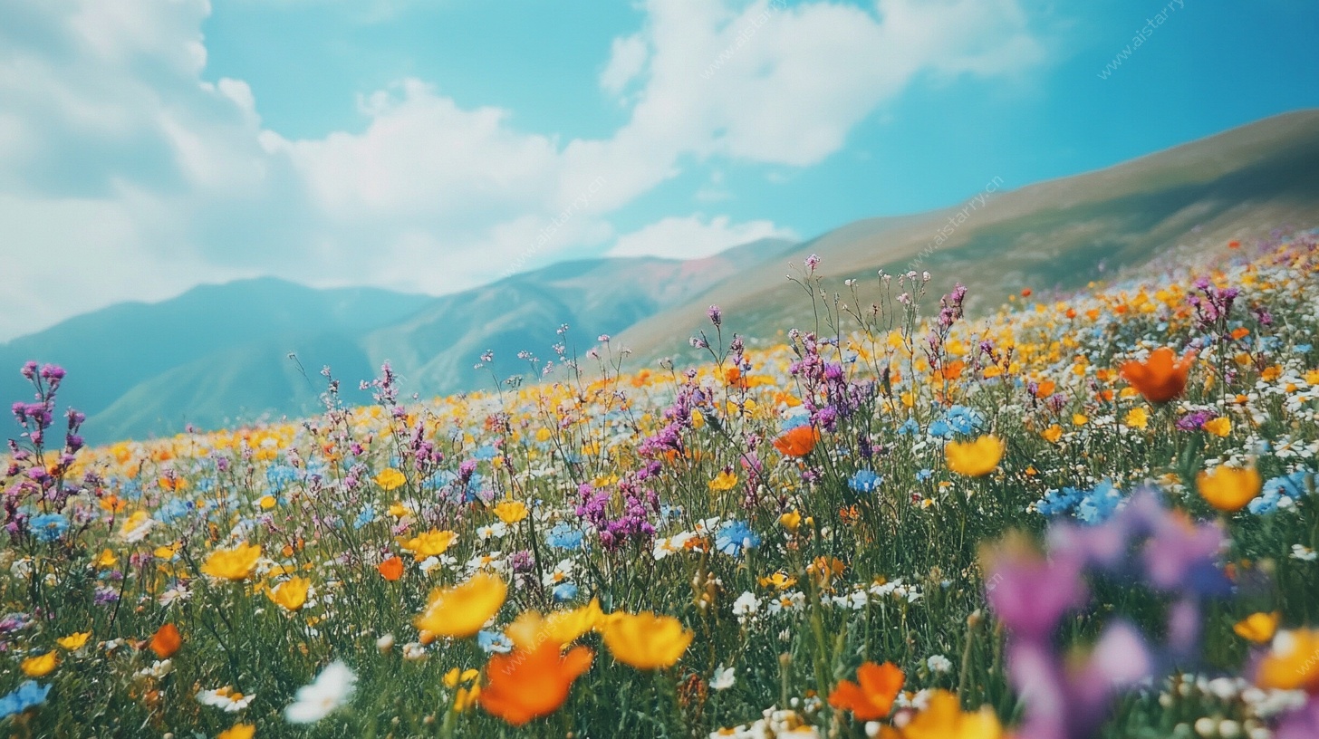 花海烂漫的山间美景