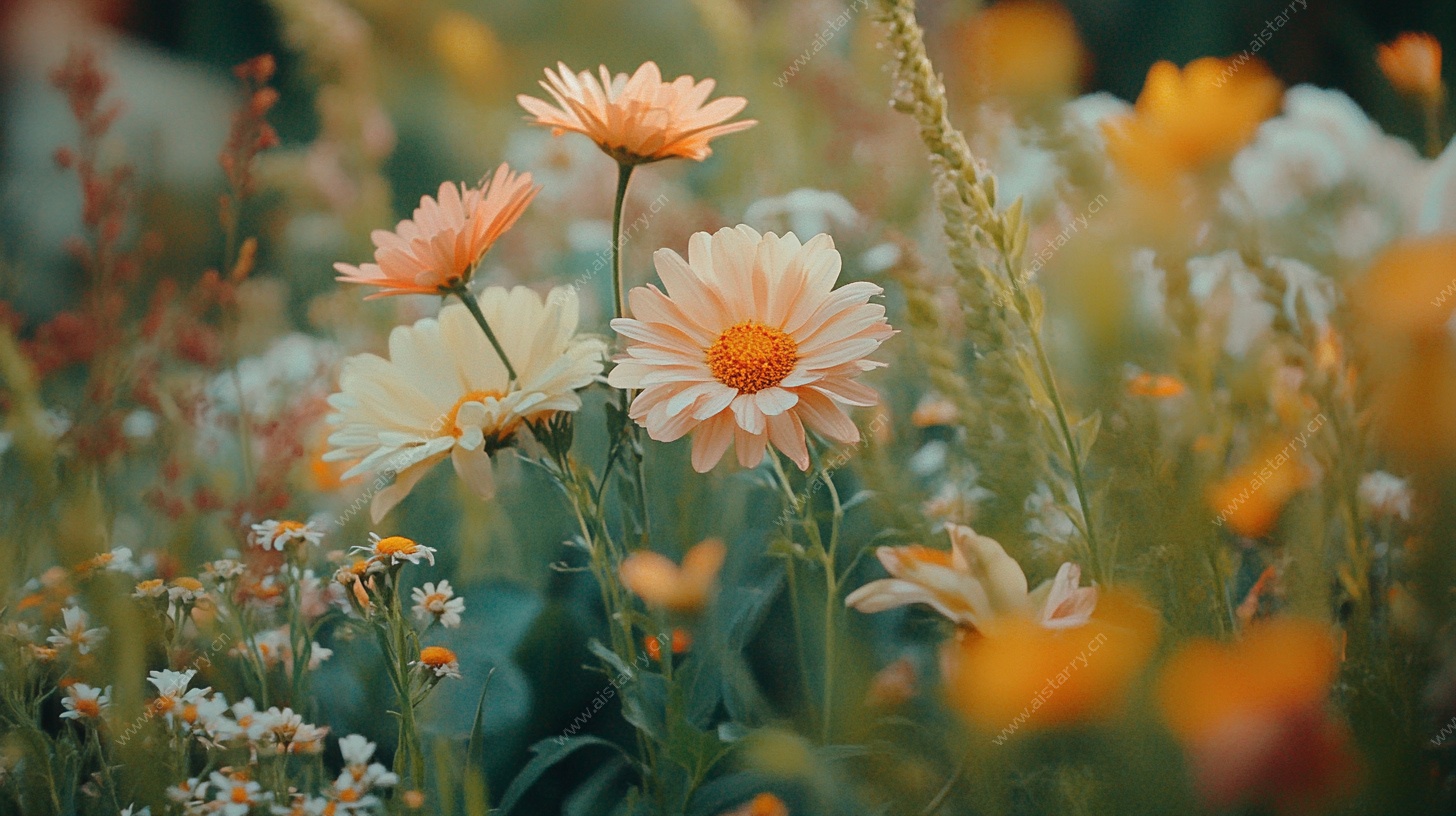 烂漫雏菊绽放美好田园