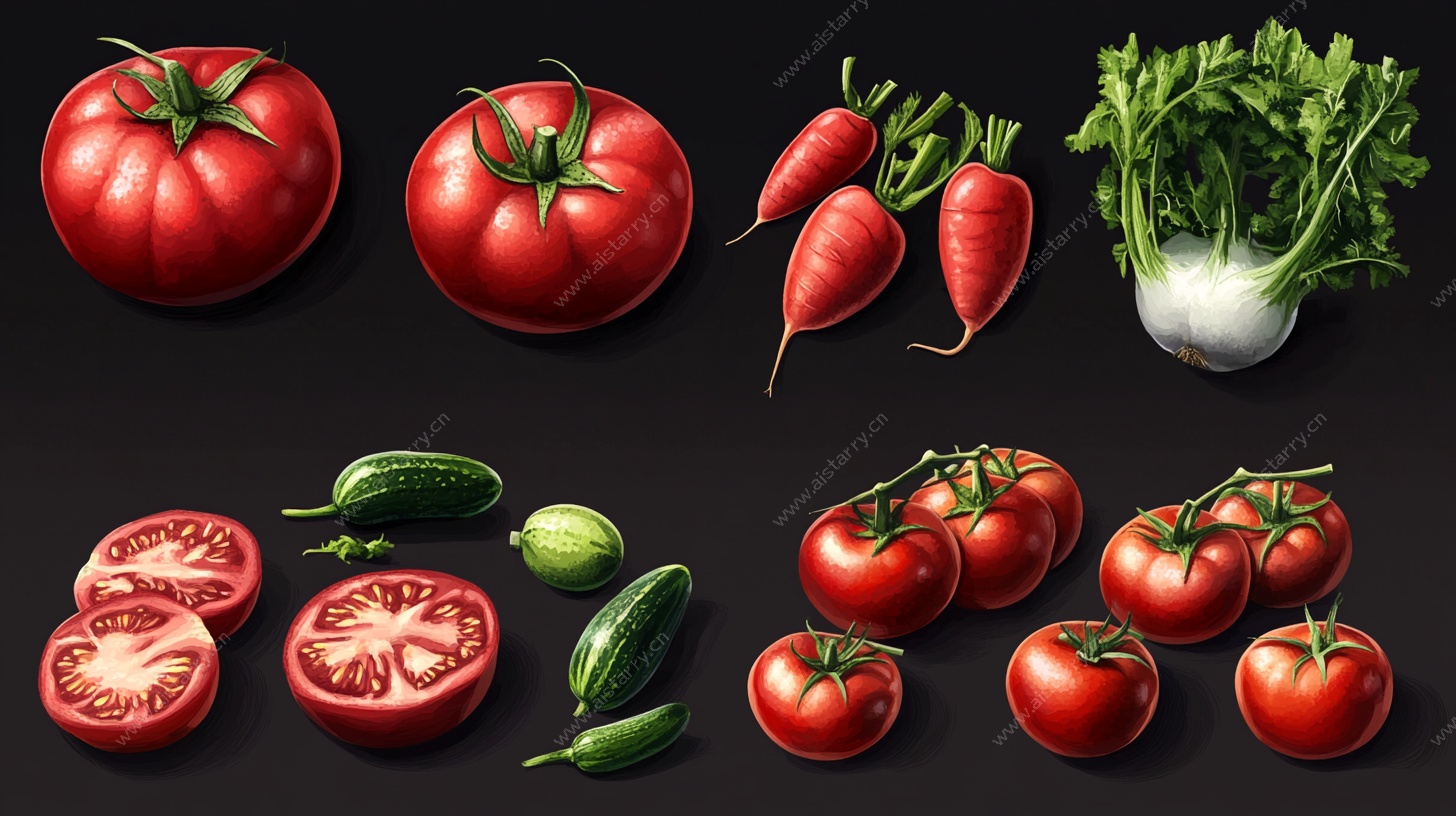 多彩新鲜蔬菜插画展示