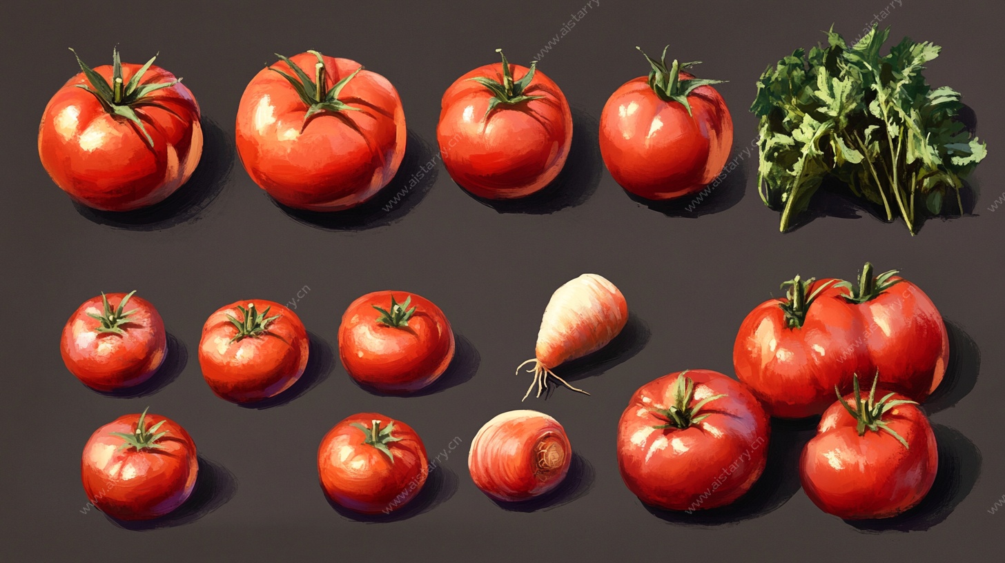 多彩番茄与蔬菜插画