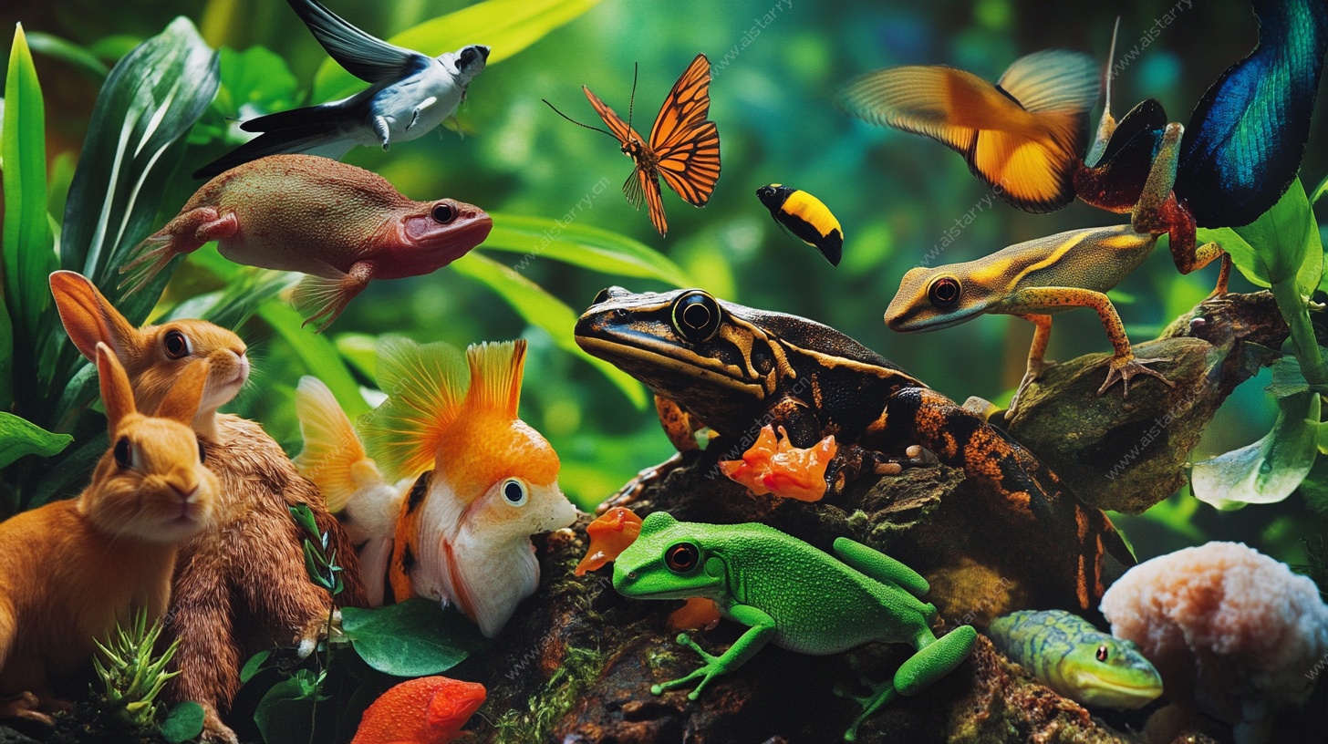 多彩奇幻动物丛林聚会