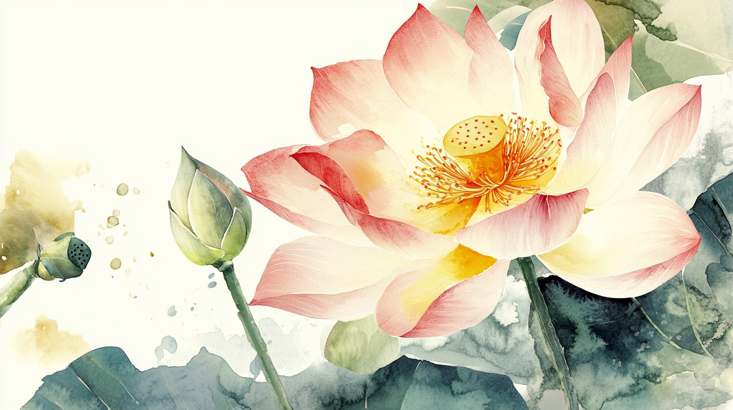 水墨荷花绽放图