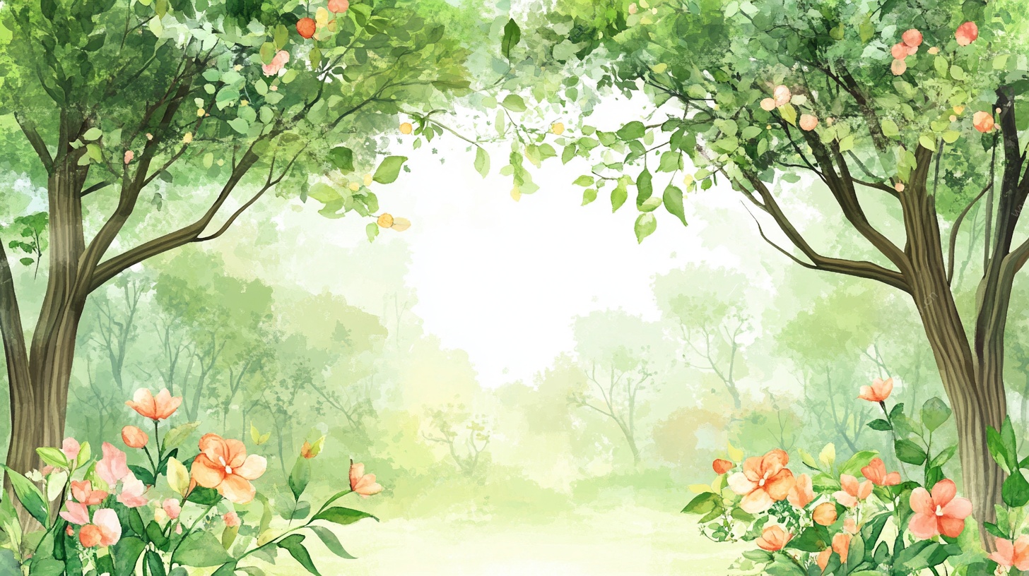 春日绿荫花丛梦幻风景