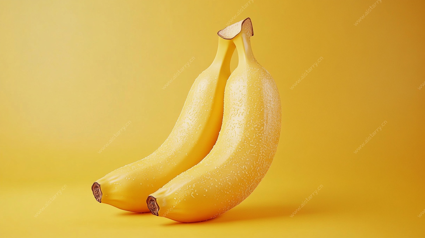 黄色背景上的两根香蕉