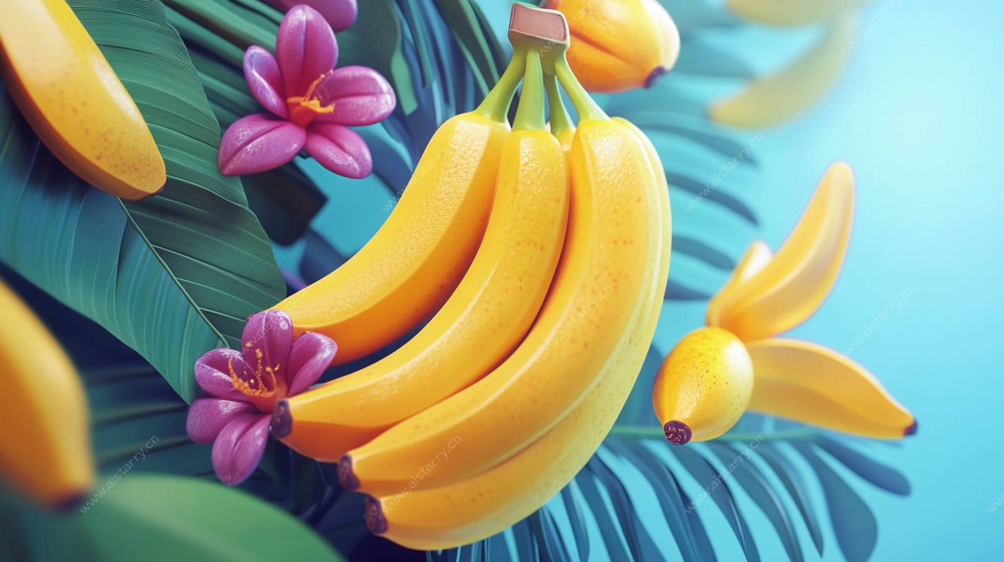 香蕉与花卉的清新组合