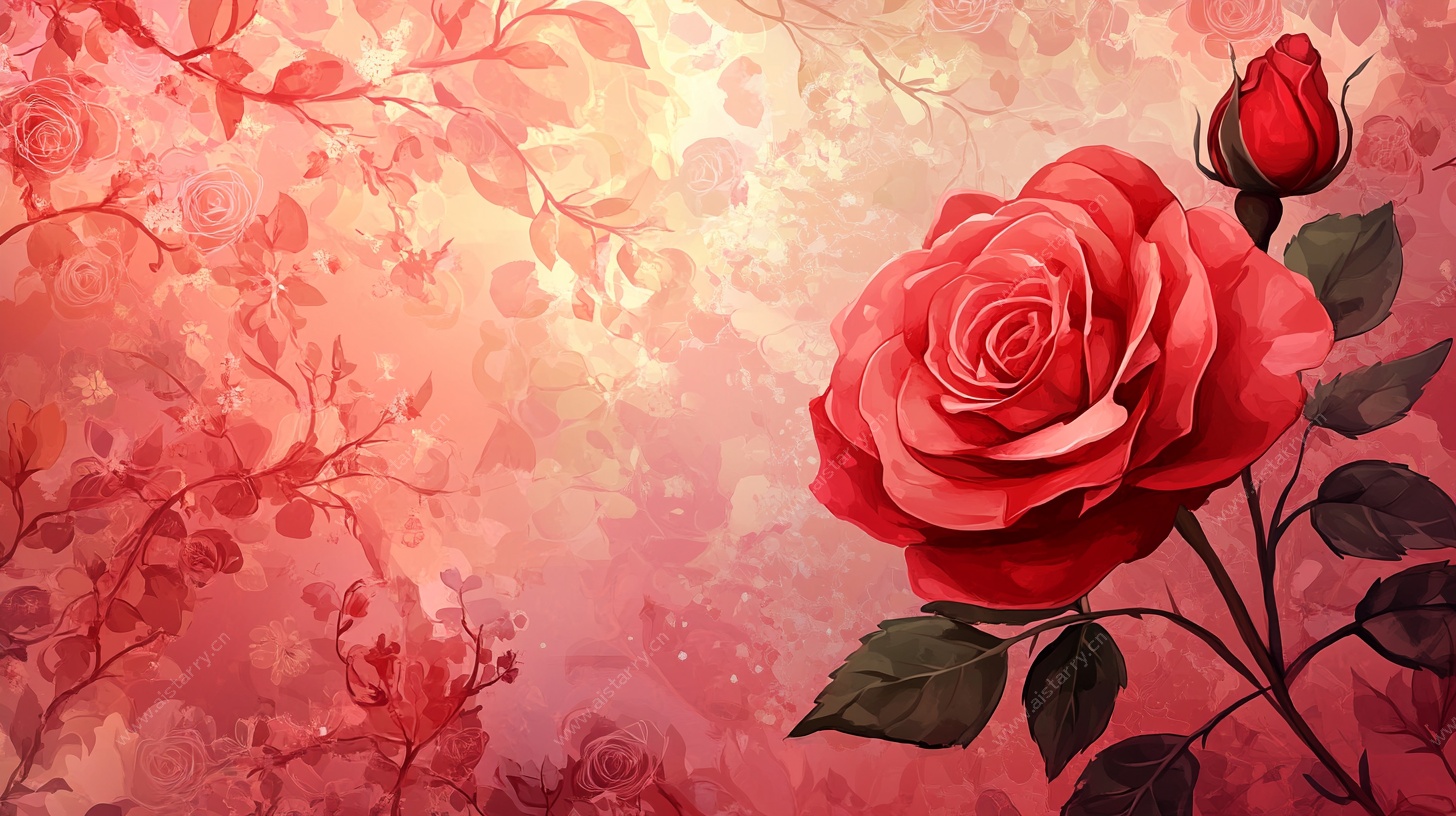 娇艳红玫瑰梦幻背景图