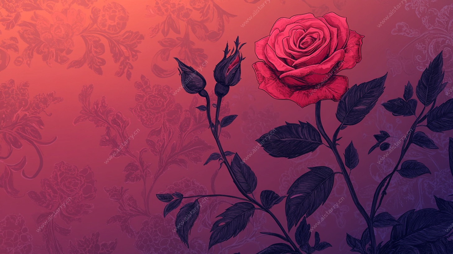 娇艳红玫瑰背景图案