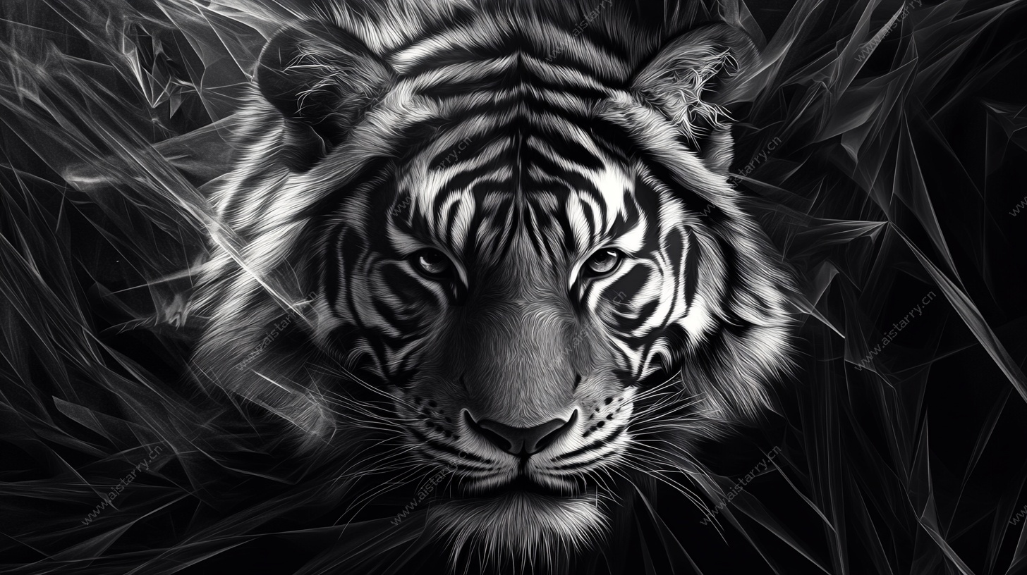 黑白虎影 神秘力量象征