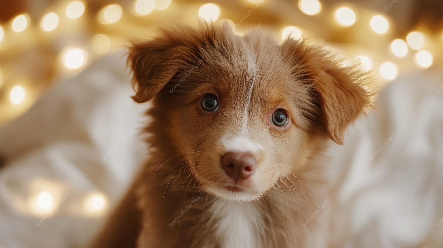 可爱幼犬于温馨灯光下