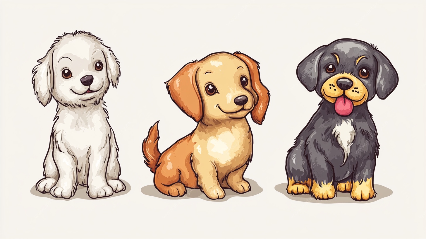 三只萌犬卡通形象